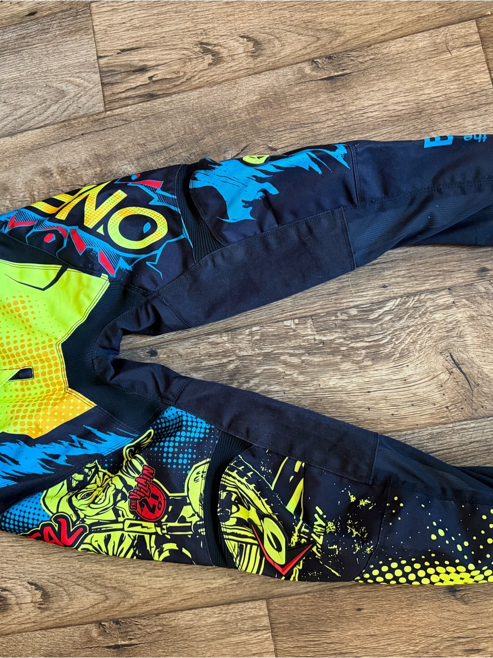 Kids Black & Neon Green Graphic Moto Pants
